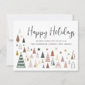 Business Minimal Moderne Weihnachtsbaumen Unterneh Feiertagskarte (Vorderseite)