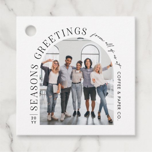 Business Modern Arch Foto Weihnachten Geschenkanhänger (Vorderseite)