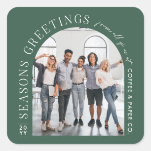 Business Modern Arch Foto Weihnachtsgrün Quadratischer Aufkleber