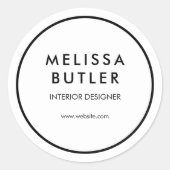 Business Modern Beruflich White Runder Aufkleber (Vorderseite)