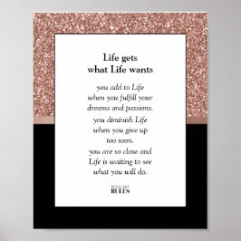 Business Motivation Rose Gold Glitzer und Black Poster