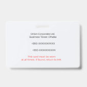 Business Name Badge|Employee ID|Pro|Staff|Work Ausweis (Back)