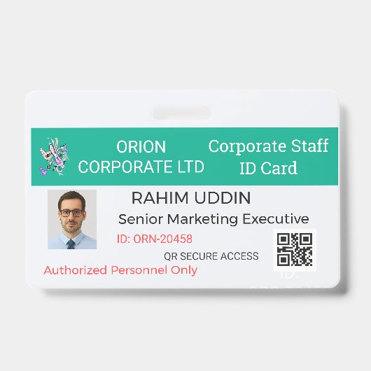 Business Name Badge|Employee ID|Pro|Staff|Work Ausweis (Front)