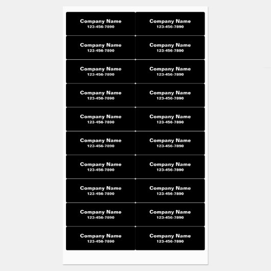 Business Name Black Phone Number Product Etiketten (Blatt)
