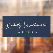 Business Name Chic Signature Script Blue Fensteraufkleber (Blatt 2)