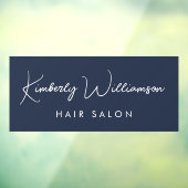 Business Name Chic Signature Script Blue Fensteraufkleber (Blatt 3)