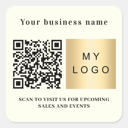 Business name ivory logo qr code quadratischer aufkleber (Vorderseite)