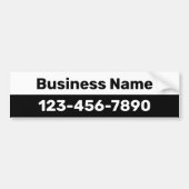 Business Name Phone Number Black and White Autoaufkleber (Vorne)