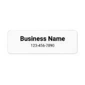 Business Name Phone Number White Product Label (Vorne)