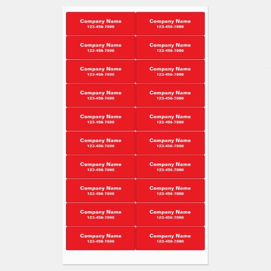 Business Name Red Phone Number Product Etiketten (Blatt)