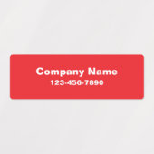 Business Name Red Phone Number Product Etiketten (Design 1)