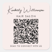 Business Name Signature Script QR Code Promotional Quadratischer Aufkleber (Vorderseite)