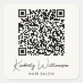 Business Name Signature Script QR Code Quadratischer Aufkleber (Vorderseite)