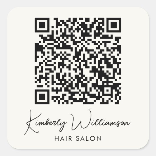 Business Name Signature Script QR Code Quadratischer Aufkleber (Vorderseite)