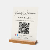 Business Name Stylish Signature Script QR Code Acrylschild (Winkel)