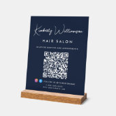 Business Name Stylish Signature Script QR Code Acrylschild (Winkel)