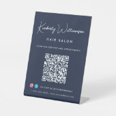 Business Name Stylish Signature Script QR Code Sockelschild (Vorderseite)
