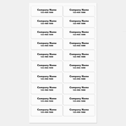 Business Name White Phone Number Product Etiketten (Blatt)