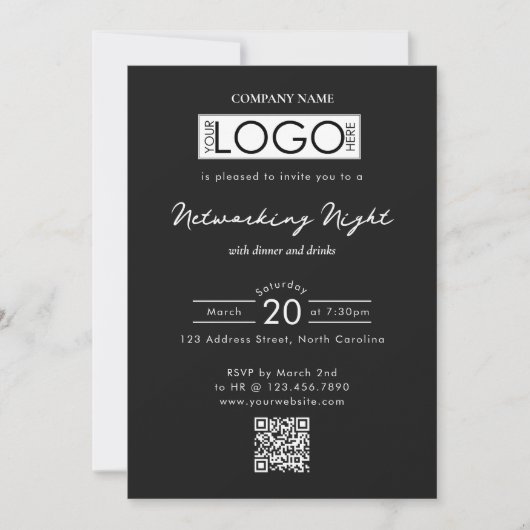 Business Networking Dinner Event Logo QR Code Einladung (Vorderseite)