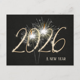Business New Year 2026 Party Sparklers Postkarte