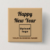 Business New Year Gruß auf Light Brown Square Button (Vorderseite)