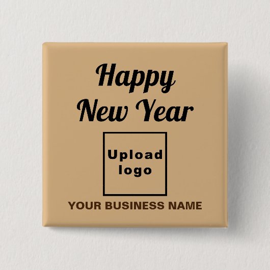 Business New Year Gruß auf Light Brown Square Button (Vorderseite)
