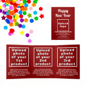 Business New Year Red Trifold Card Dreifach Gefaltete Karte