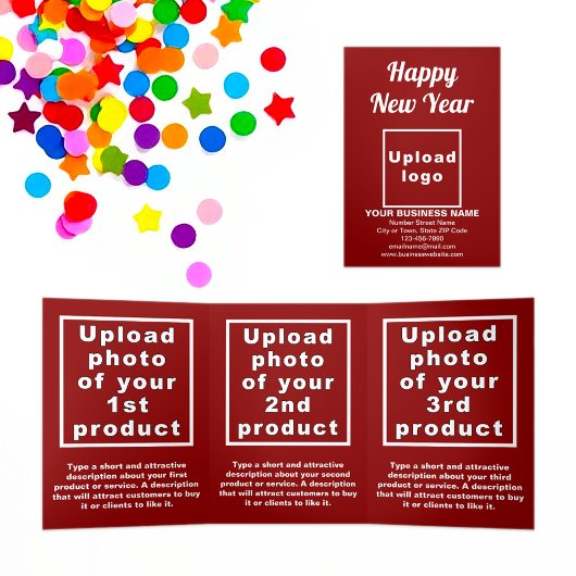 Business New Year Red Trifold Card Dreifach Gefaltete Karte