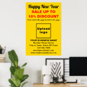 Business New Year Sale auf gelbem Poster (Heimbüro)