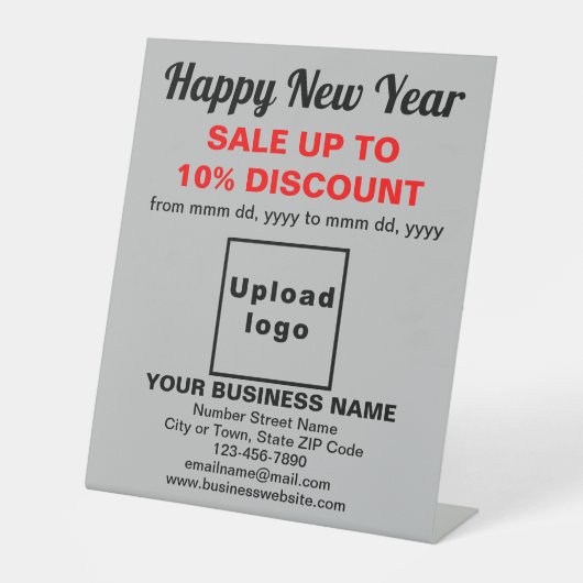 Business New Year Sale on Gray Pedestal Sign Sockelschild (Vorderseite)