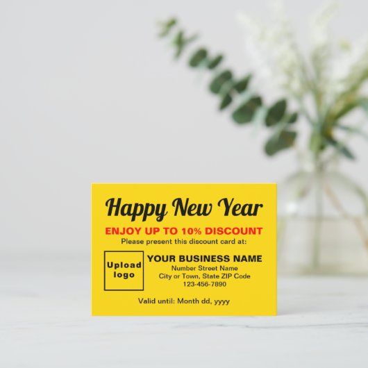 Business New Year Yellow Discount Card Rabattkarte (Stehend Vorderseite)
