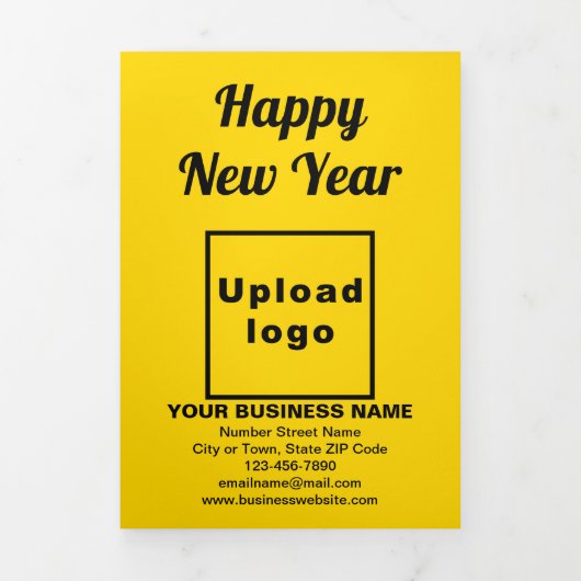 Business New Year Yellow Trifold Card Dreifach Gefaltete Karte (Cover)