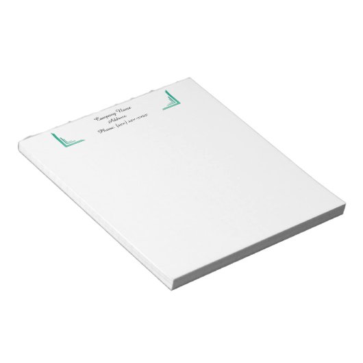 Business Notepad mit benutzerdefinierter Aquamarin Notizblock (angewinkelt)