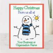 Business oder Organisation Snowman Design Weihnach Karte (Vorderseite)