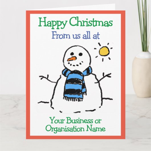 Business oder Organisation Snowman Design Weihnach Karte (Vorderseite)