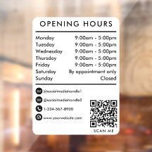 Business Opening Hours QR Code Opening Times White