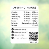 Business Opening Hours QR Code Opening Times White Fensteraufkleber (Blatt 3)