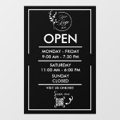 Business Opening Hours Schedule Window Cling Decal Fensteraufkleber (Blatt)