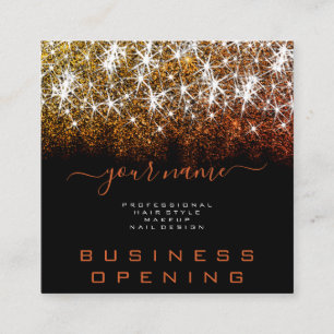 Business Opening Luminous Glitzer Stars Trendy Quadratische Visitenkarte