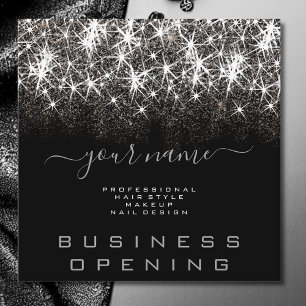 Business Opening Trendy Luminous Glitzer Beauty Quadratische Visitenkarte