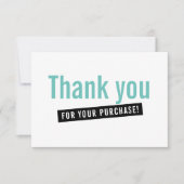 BUSINESS ORDER INSERT Moderne Dankeschön Minz Schw Dankeskarte (Vorderseite)