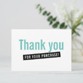 BUSINESS ORDER INSERT Moderne Dankeschön Minz Schw Dankeskarte (Stehend Vorderseite)