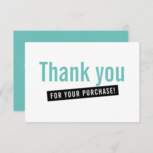 BUSINESS ORDER INSERT Moderne Dankeschön Minz Schw Dankeskarte (Vorne/Hinten)