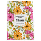 Business Packaging Modern Yellow Pink Floral Mittlere Geschenktüte (Rückseite)