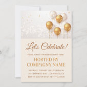 Business Party laden Balloons Gold ein Einladung (Vorderseite)