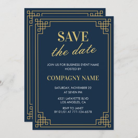 Business Party lädt Save the Date Marine ein Einladung (Vorne/Hinten)