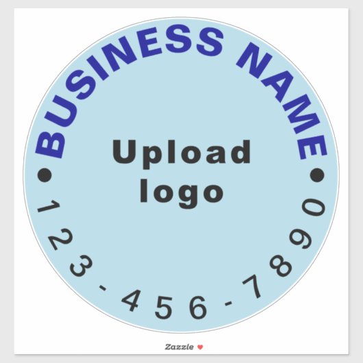 Business Phone Number on Light Blue Large Round Aufkleber (Blatt)