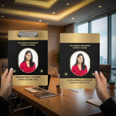Business Photo Gold Black Elegant Personalize Klemmbrett