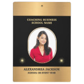 Business Photo Gold Black Elegant Personalize Klemmbrett (Rückseite)