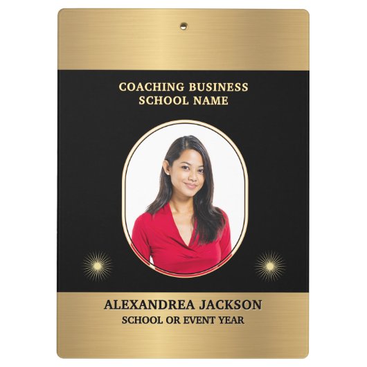 Business Photo Gold Black Elegant Personalize Klemmbrett (Rückseite)